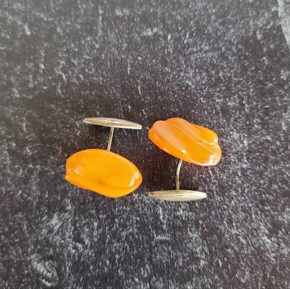 Vintage 830 Silver Amber Cufflinks - Picture 5 of 10